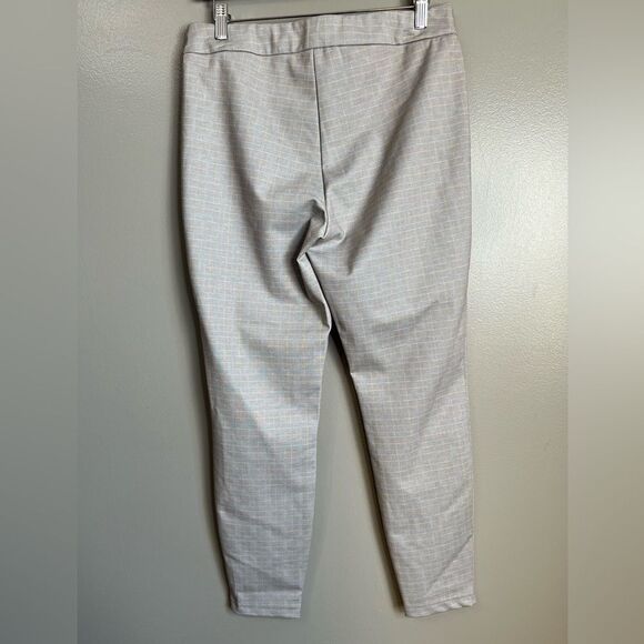 Nanette Lepore pull on grey white checkered ankle pants academia professional - Picture 3 of 16